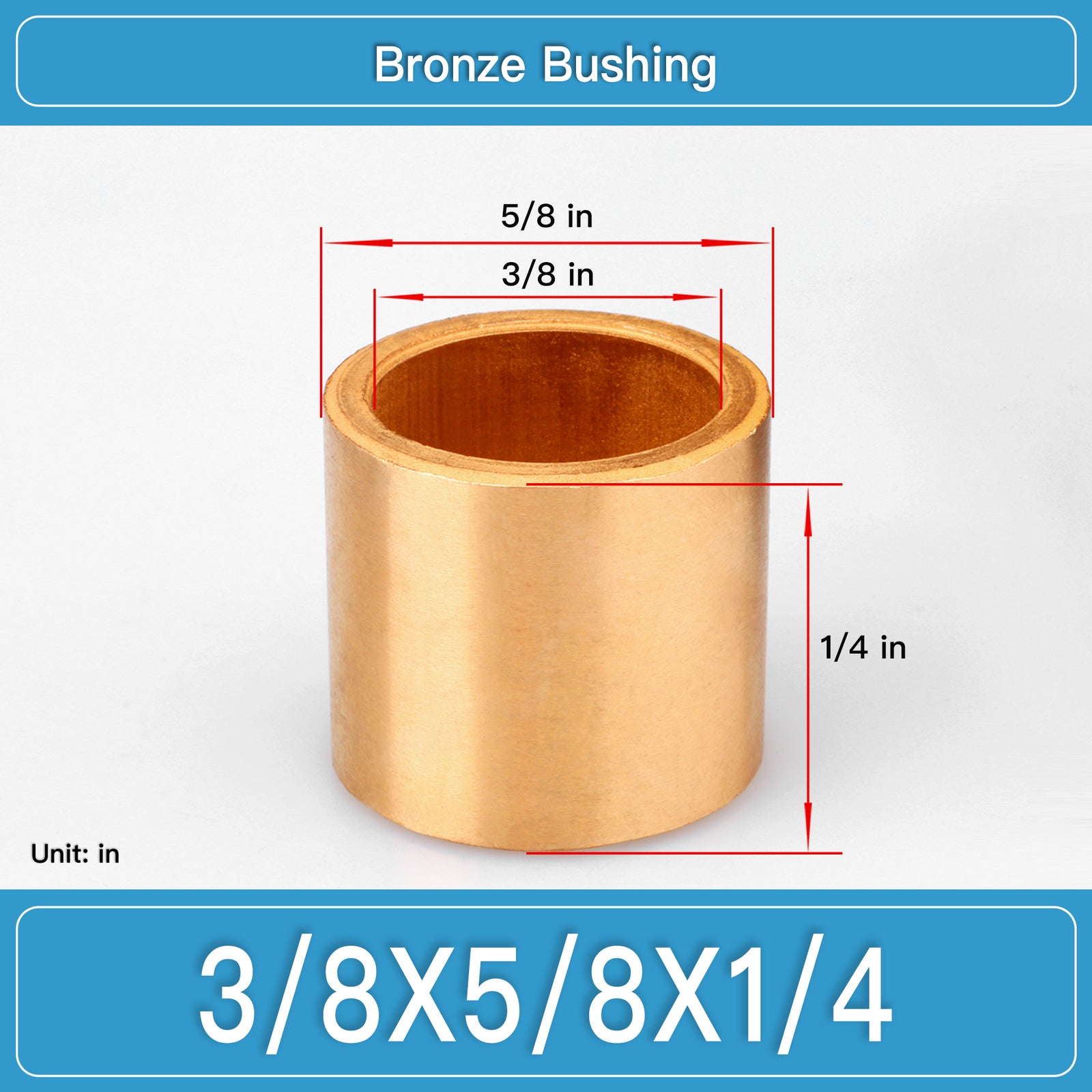 BRB-3_8X5_8X1_4 Inch Oil-Impregnated Bronze Sleeve Bushings dimension drawing