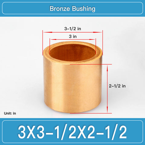 BRB-3X3-1_2X2-1_2 Inch Oil-Impregnated Bronze Sleeve Bushings dimension drawing