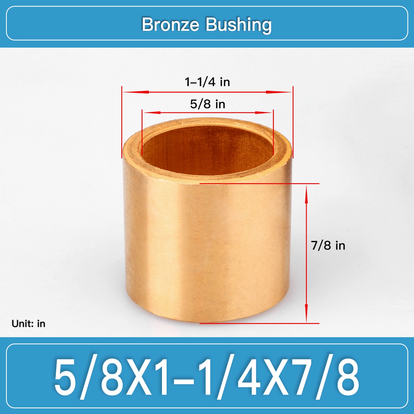 BRB-5_8X1-1_4X7_8 Inch Oil-Impregnated Bronze Sleeve Bushings dimension drawing
