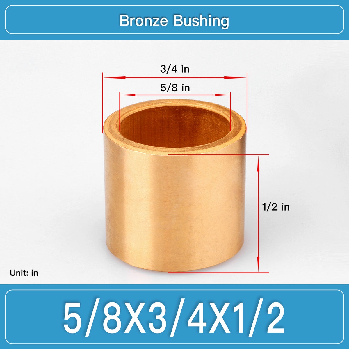 BRB-5_8X3_4X1_2 Inch Oil-Impregnated Bronze Sleeve Bushings dimension drawing