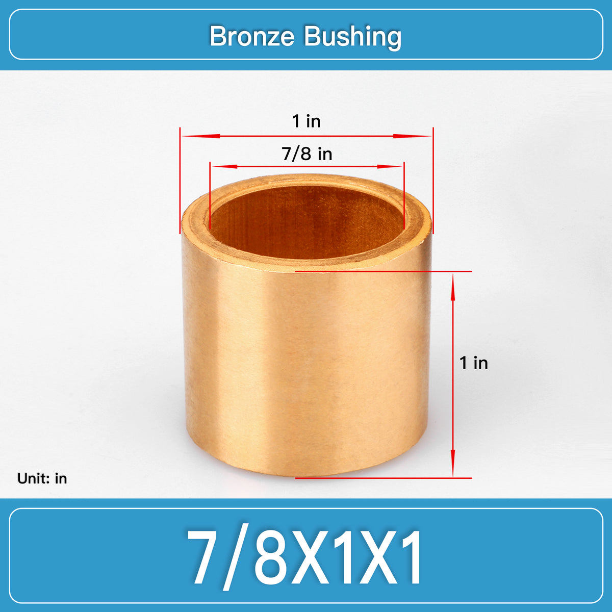 BRB-7_8X1X1 Inch Oil-Impregnated Bronze Sleeve Bushings dimension drawing