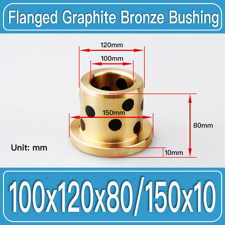 GFB-100X120X80-F150X10MM Graphite Bronze Flanged Bushings dimension drawing