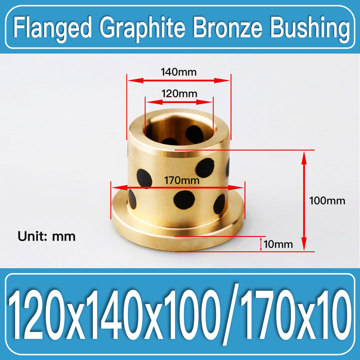 GFB-120X140X100-F170X10MM Graphite Bronze Flanged Bushings dimension drawing