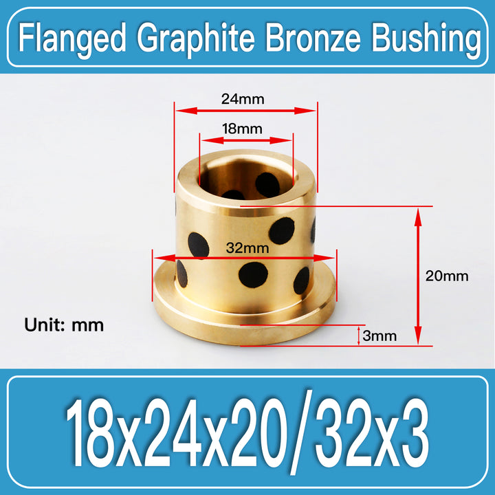 GFB-18X24X20-F32X3MM Graphite Bronze Flanged Bushings dimension drawing