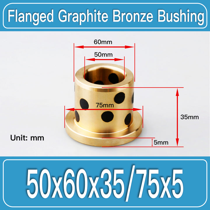 GFB-50X60X35-F75X5MM Graphite Bronze Flanged Bushings dimension drawing