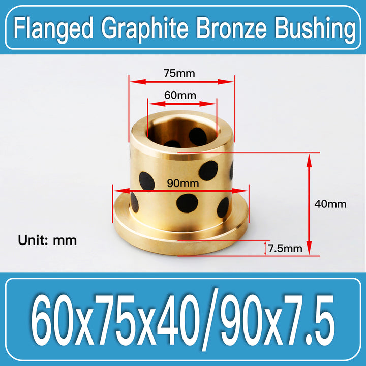 GFB-60X75X40-F90X7P5MM Graphite Bronze Flanged Bushings dimension drawing