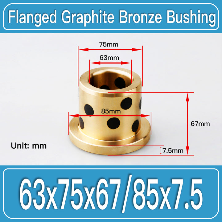 GFB-63X75X67-F85X7P5MM Graphite Bronze Flanged Bushings dimension drawing