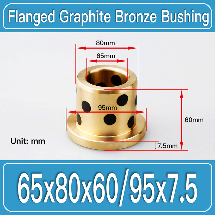 GFB-65X80X60-F95X7P5MM Graphite Bronze Flanged Bushings dimension drawing