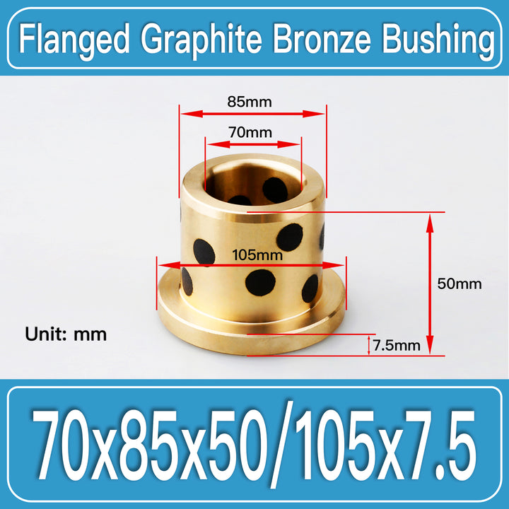 GFB-70X85X50-F105X7P5MM Graphite Bronze Flanged Bushings dimension drawing