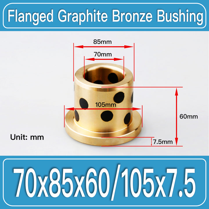 GFB-70X85X60-F105X7P5MM Graphite Bronze Flanged Bushings dimension drawing