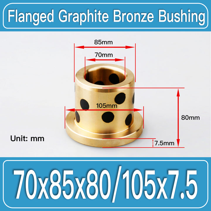 GFB-70X85X80-F105X7P5MM Graphite Bronze Flanged Bushings dimension drawing