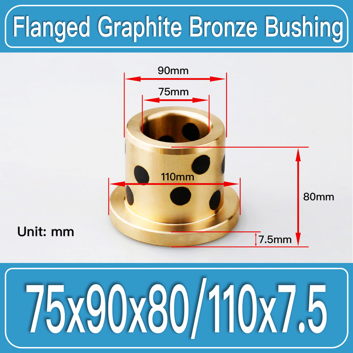 GFB-75X90X80-F110X7P5MM Graphite Bronze Flanged Bushings dimension drawing