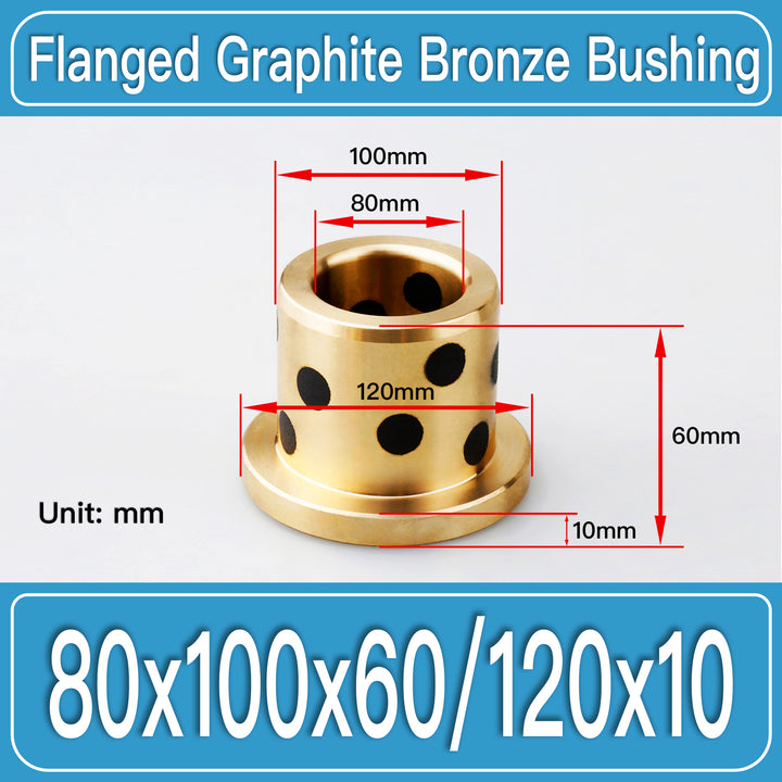GFB-80X100X60-F120X10MM Graphite Bronze Flanged Bushings dimension drawing
