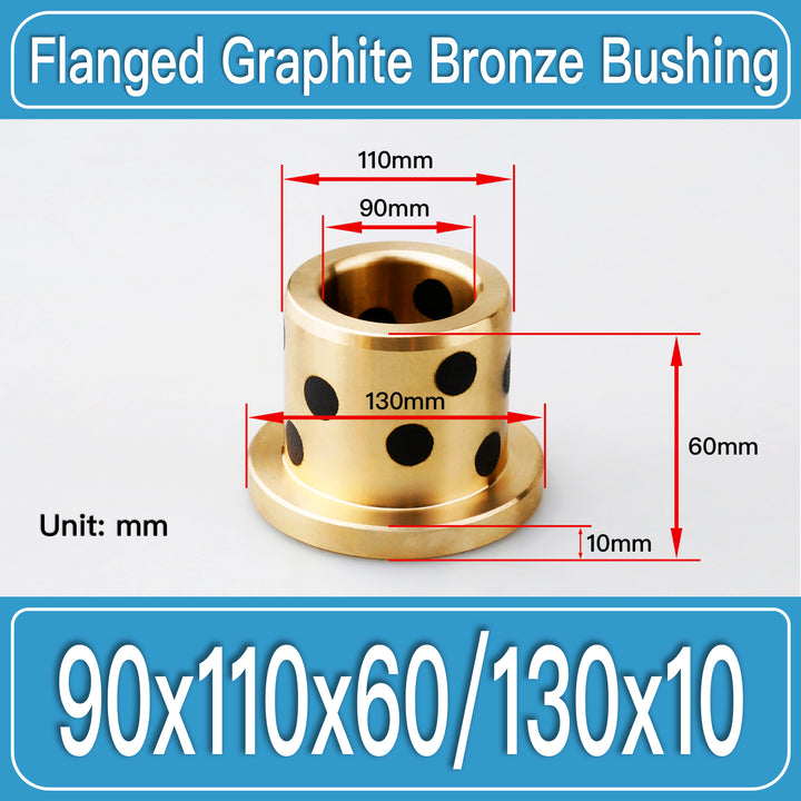 GFB-90X110X60-F130X10MM Graphite Bronze Flanged Bushings dimension drawing