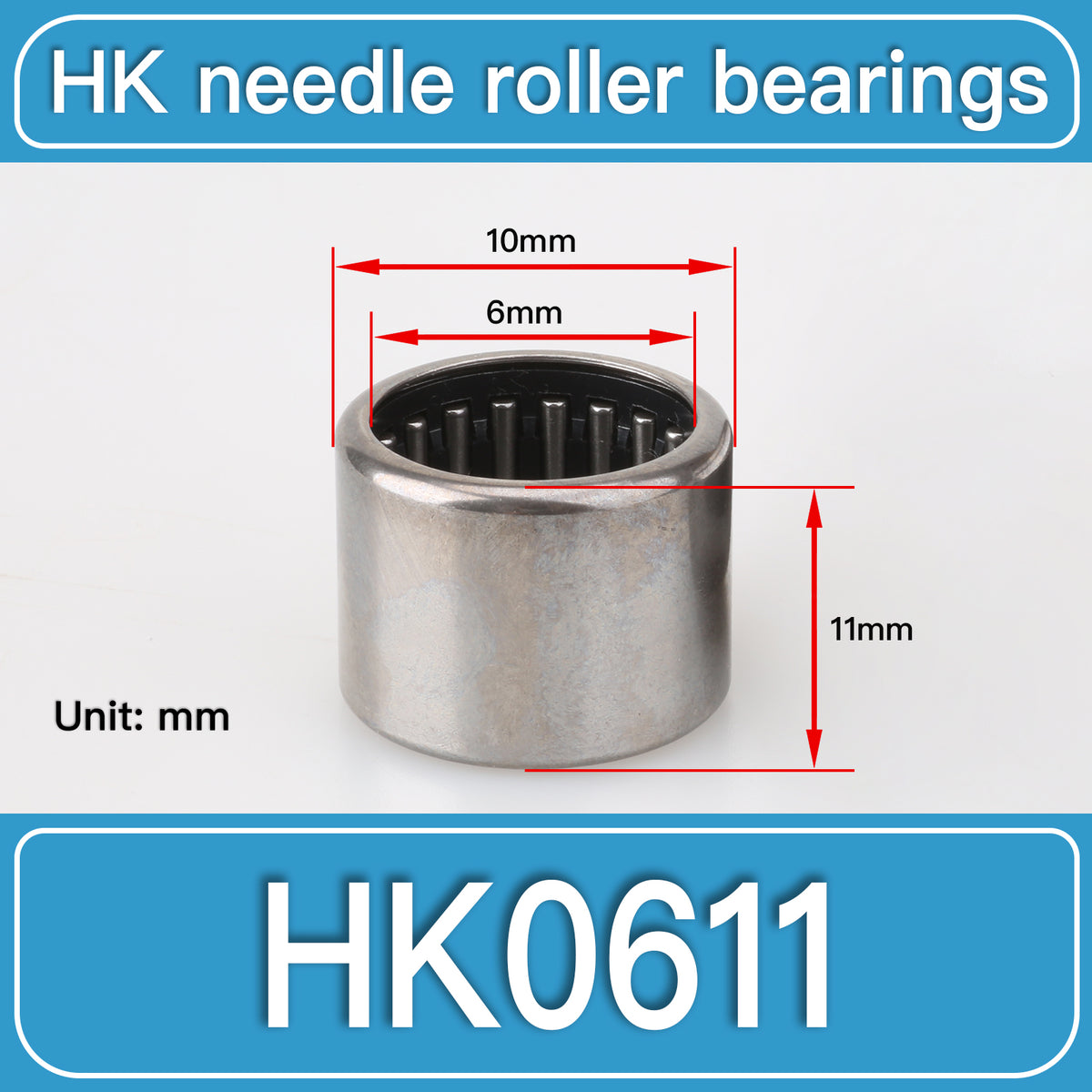 HK0611 Drawn Cup Needle Roller Bearings dimension drawing