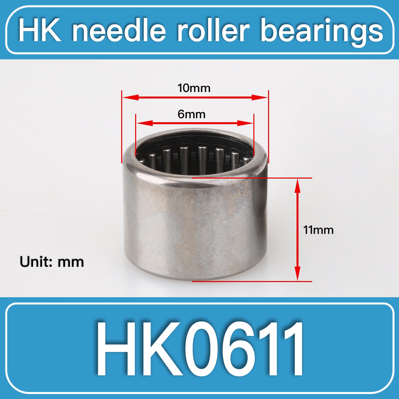 HK0611 Drawn Cup Needle Roller Bearings dimension drawing