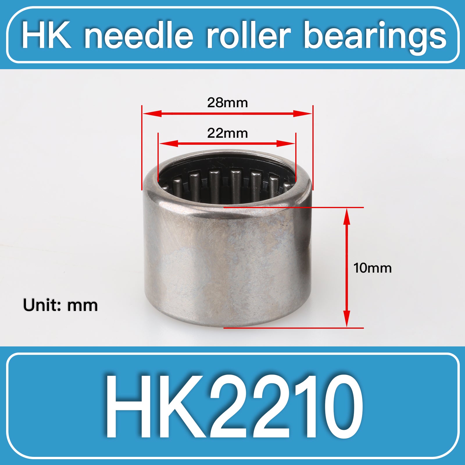 HK2210 Drawn Cup Needle Roller Bearings dimension drawing