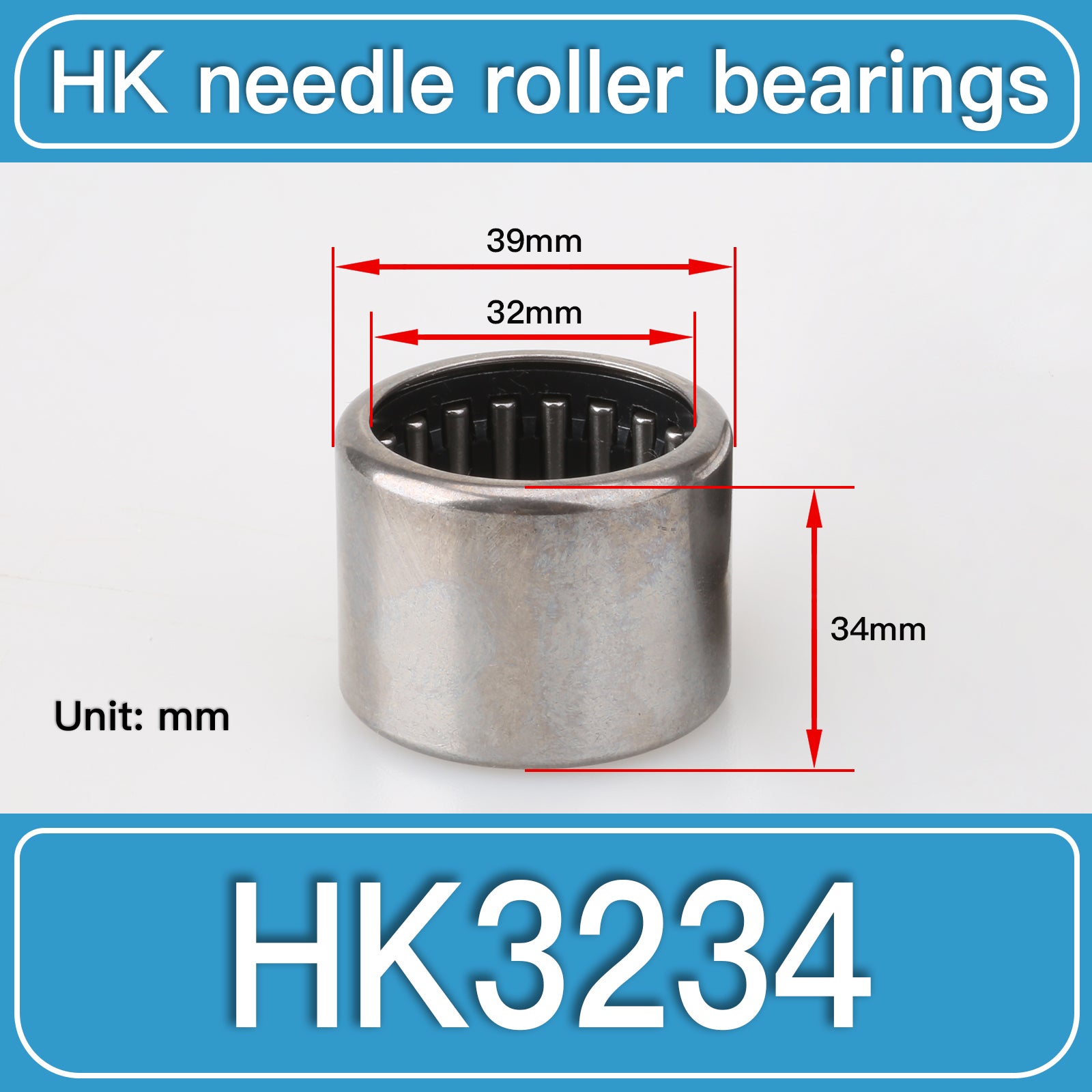 HK3234 Drawn Cup Needle Roller Bearings dimension drawing