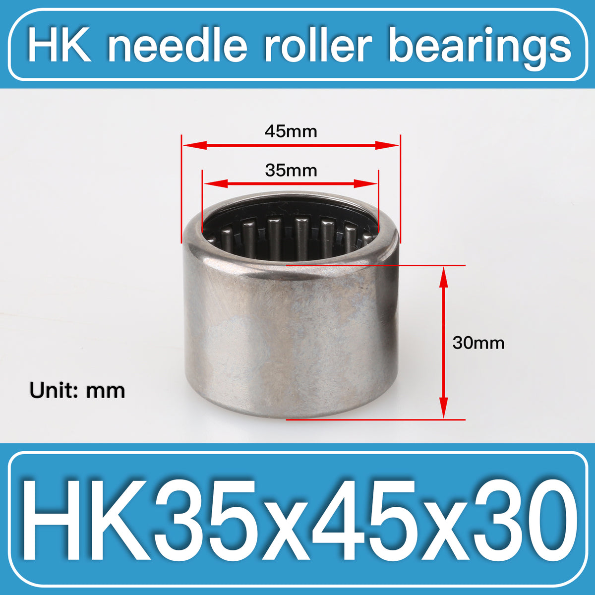 HK35X45X30 Drawn Cup Needle Roller Bearings dimension drawing