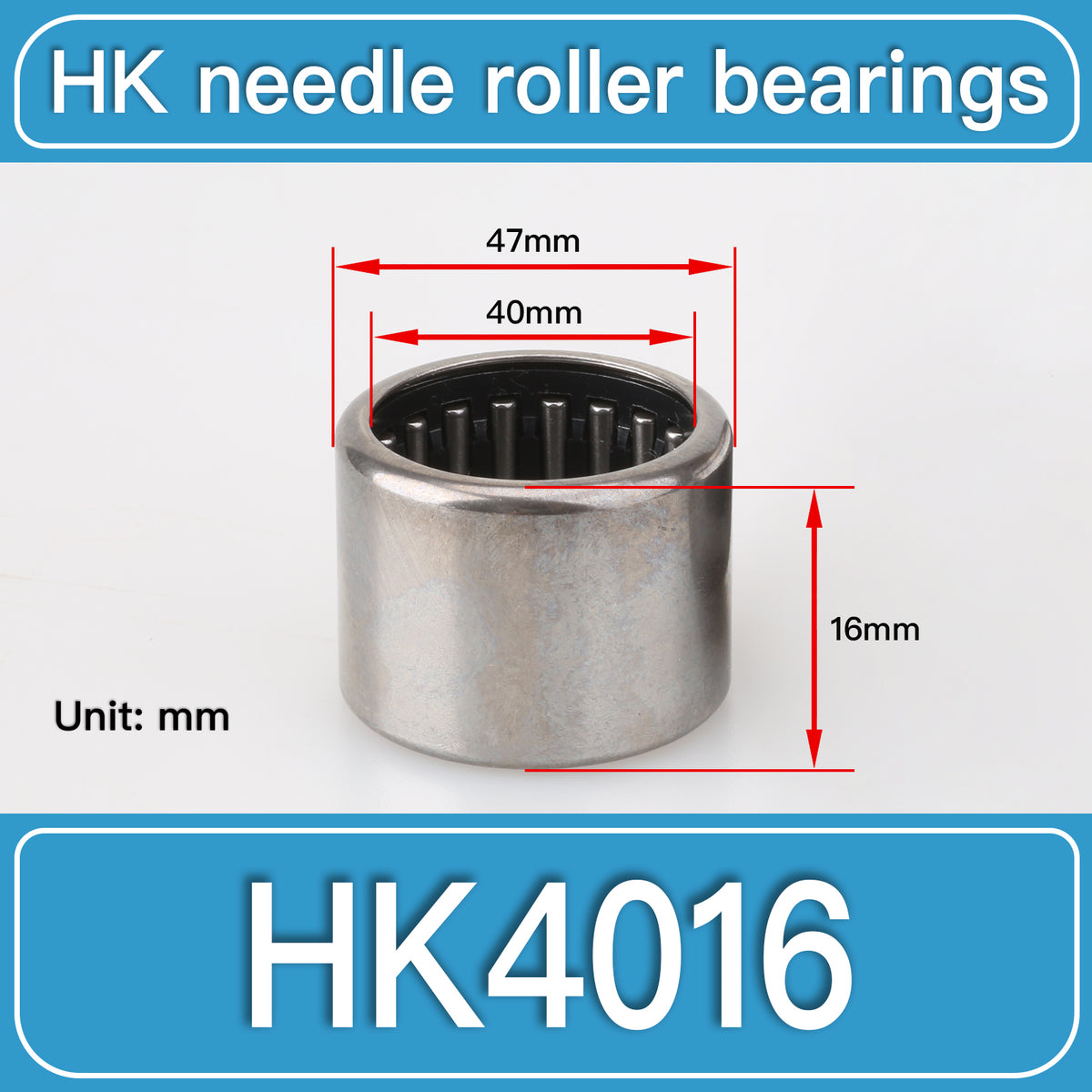 HK4016 Drawn Cup Needle Roller Bearings dimension drawing