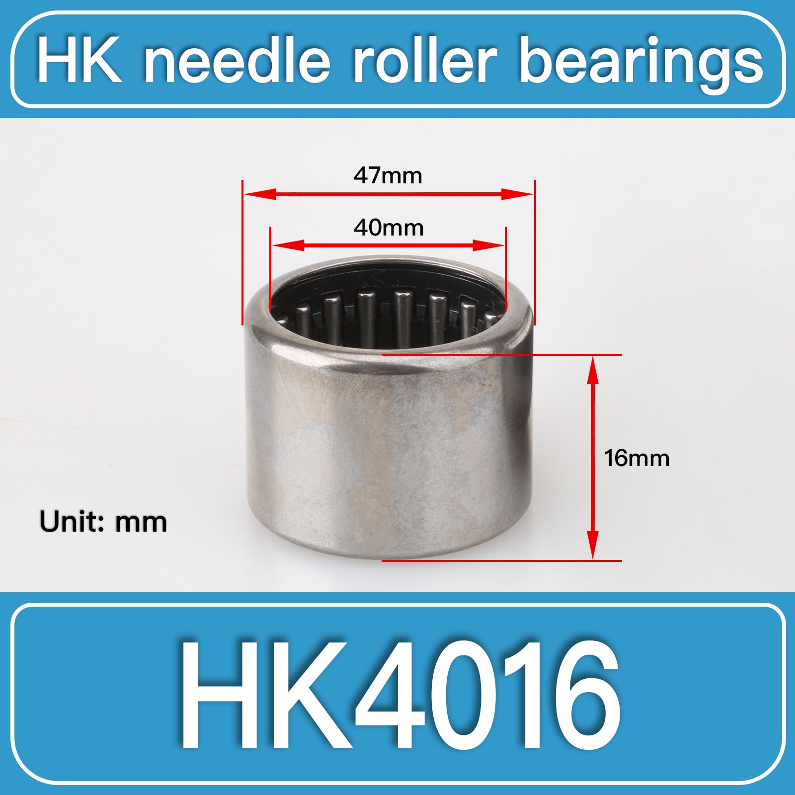 HK4016 Drawn Cup Needle Roller Bearings dimension drawing