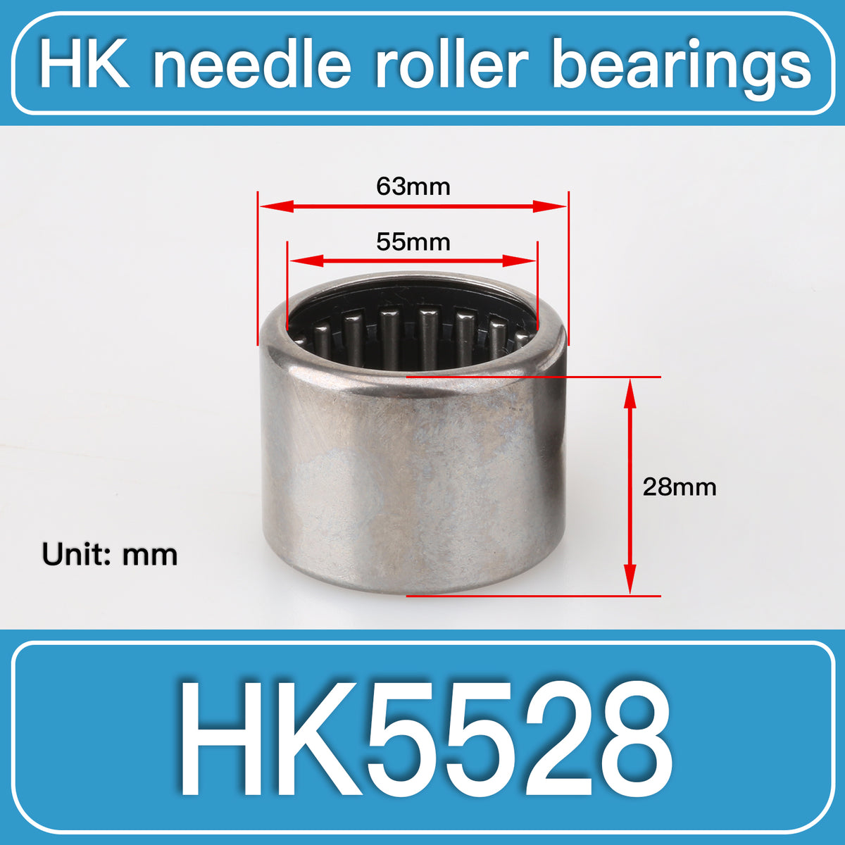 HK5528 Drawn Cup Needle Roller Bearings dimension drawing