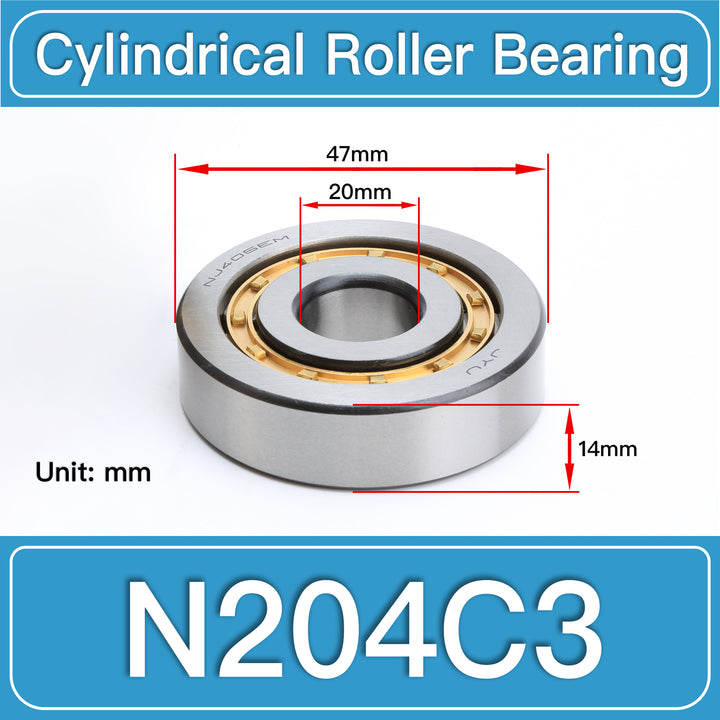 N204C3 Cylindrical Roller Bearings dimension drawing