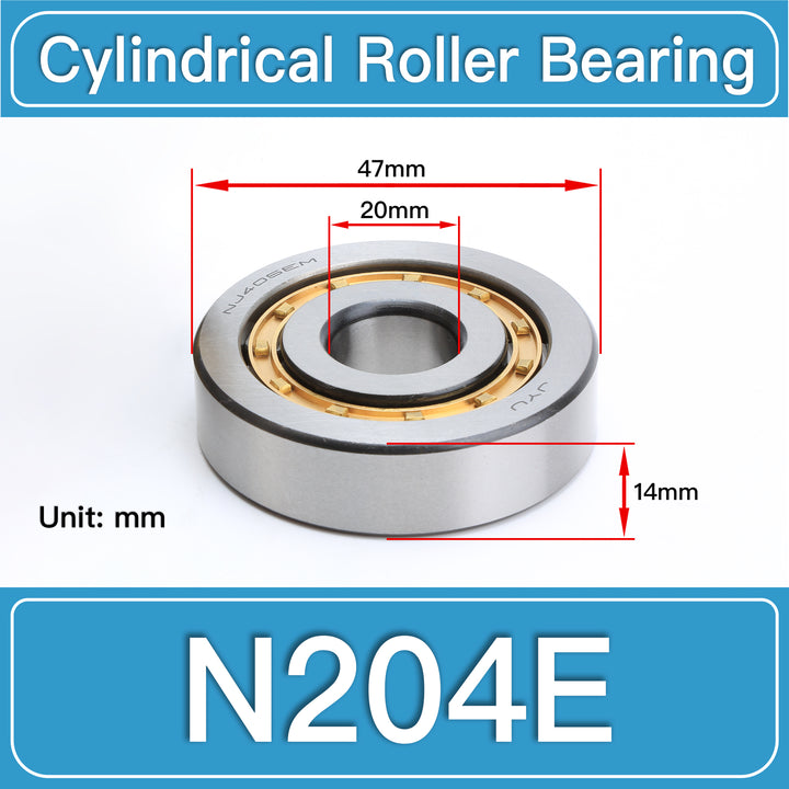N204E Cylindrical Roller Bearings dimension drawing