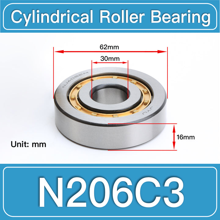 N206C3 Cylindrical Roller Bearings dimension drawing