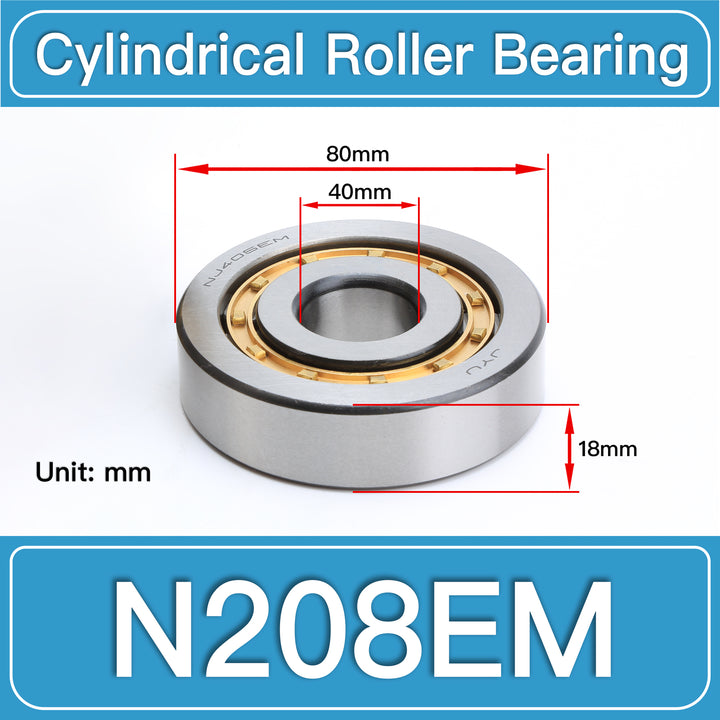 N208EM Cylindrical Roller Bearings dimension drawing