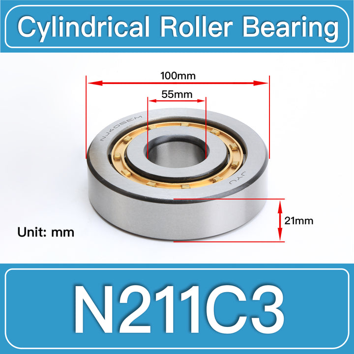 N211C3 Cylindrical Roller Bearings dimension drawing