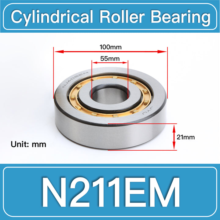 N211EM Cylindrical Roller Bearings dimension drawing