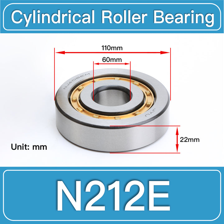 N212E Cylindrical Roller Bearings dimension drawing