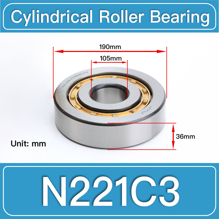 N221C3 Cylindrical Roller Bearings dimension drawing