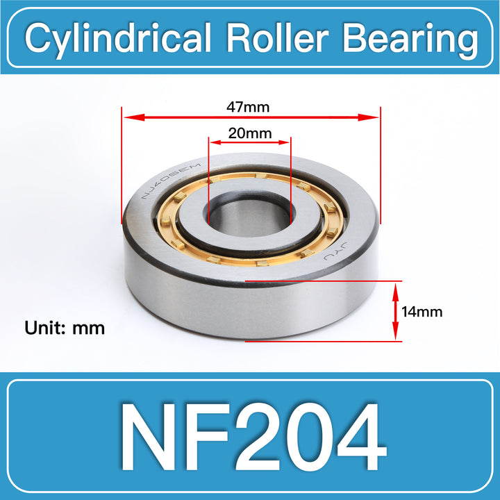 NF204 Cylindrical Roller Bearings dimension drawing