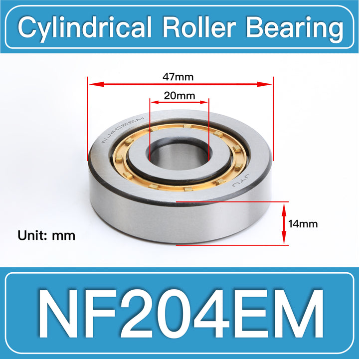 NF204EM Cylindrical Roller Bearings dimension drawing