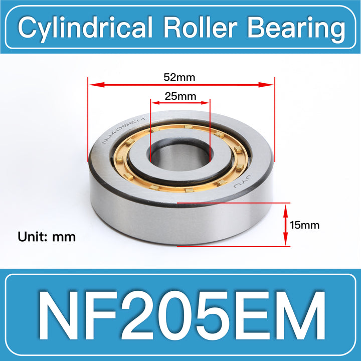 NF205EM Cylindrical Roller Bearings dimension drawing