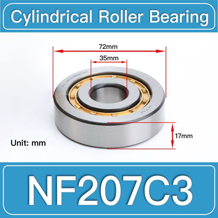 NF207C3 Cylindrical Roller Bearings dimension drawing