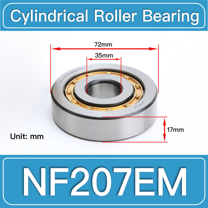 NF207EM Cylindrical Roller Bearings dimension drawing