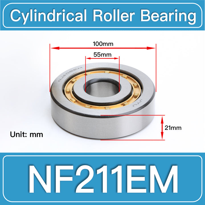 NF211EM Cylindrical Roller Bearings dimension drawing