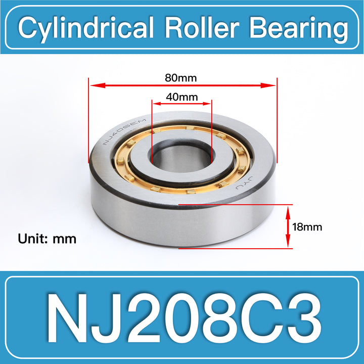 NJ208C3 Cylindrical Roller Bearings dimension drawing