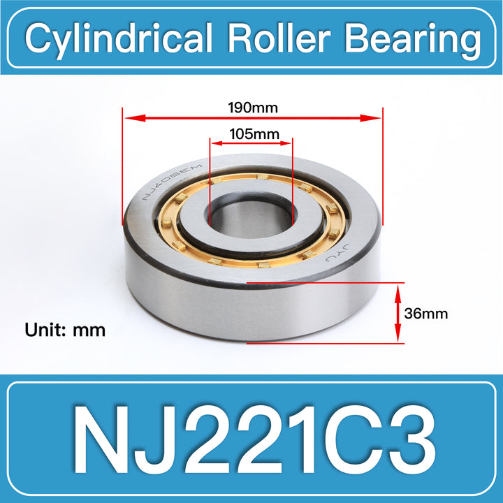 NJ221C3 Cylindrical Roller Bearings dimension drawing