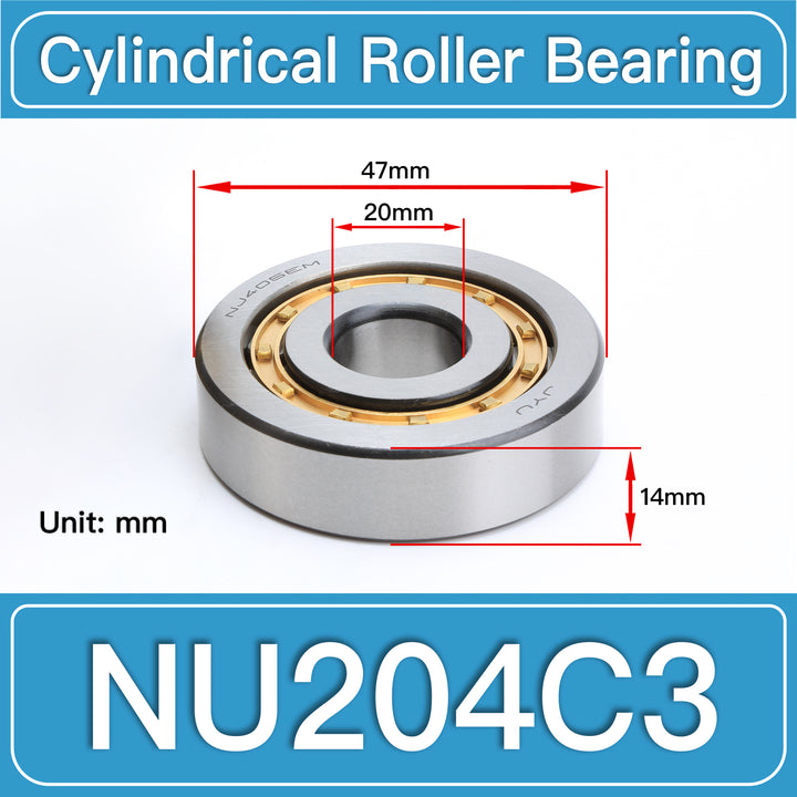 NU204C3 Cylindrical Roller Bearings dimension drawing