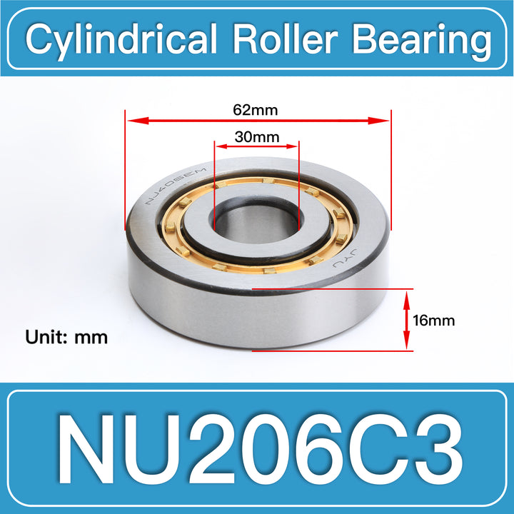 NU206C3 Cylindrical Roller Bearings dimension drawing