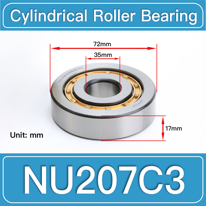 NU207C3 Cylindrical Roller Bearings dimension drawing