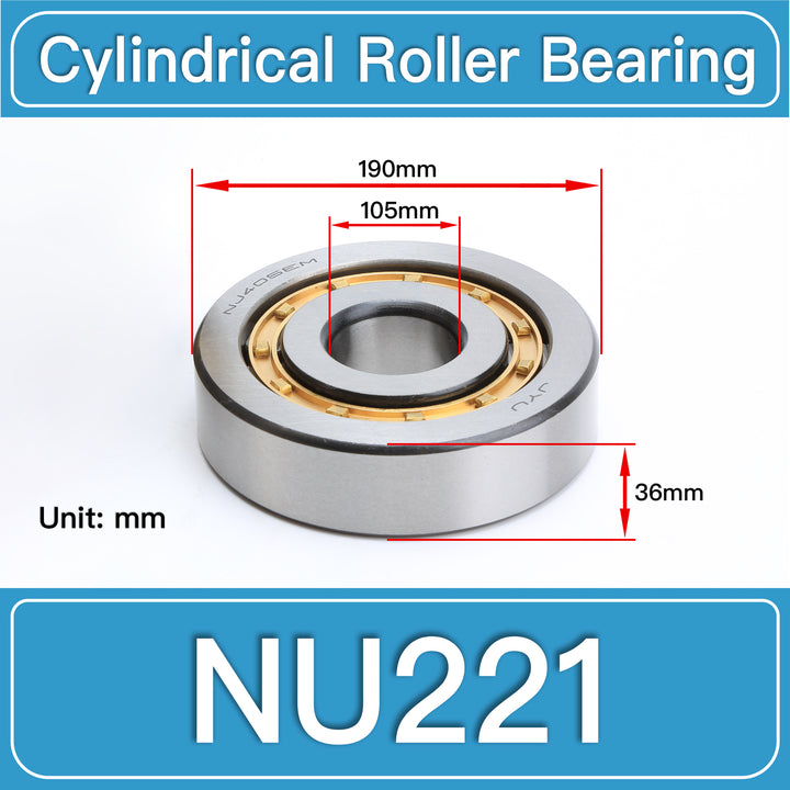 NU221 Cylindrical Roller Bearings dimension drawing