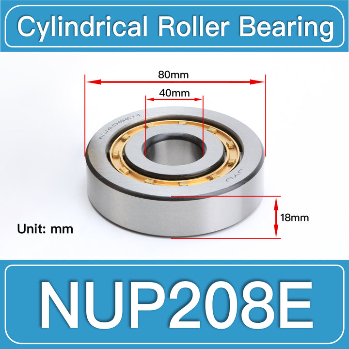 NUP208E Cylindrical Roller Bearings dimension drawing
