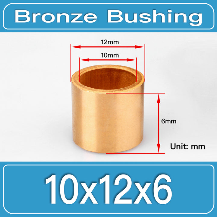 SBB-10X12X6MM Oil-Impregnated Sintered Bronze Sleeve Bushings dimension drawing