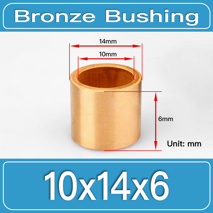 SBB-10X14X6MM Oil-Impregnated Sintered Bronze Sleeve Bushings dimension drawing