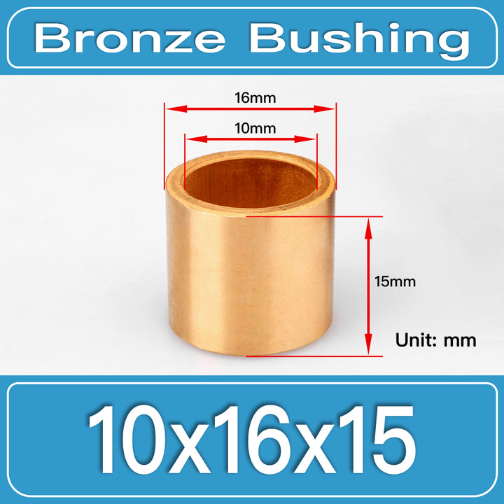 SBB-10X16X15MM Oil-Impregnated Sintered Bronze Sleeve Bushings dimension drawing